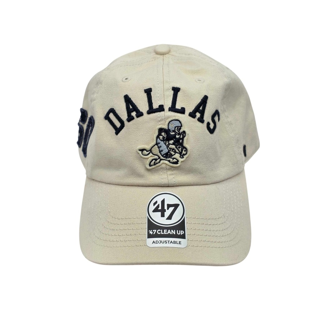 '47 Brand Dallas Cowboys NFL Sidestep Clean Up 1960 Retro Hat Cap Beige Navy NEW
